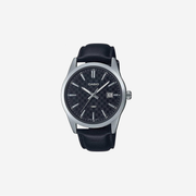 Casio MTP-VD03L-1A Standard Black Leather Band Black Dial 3-Hand Analog Watch