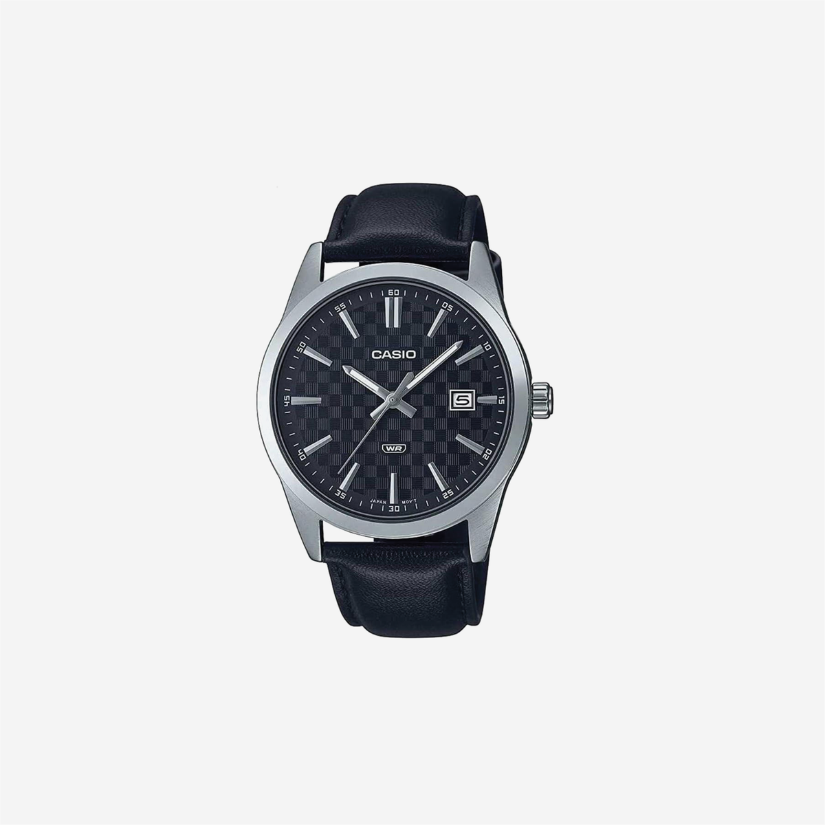Casio MTP-VD03L-1A Standard Black Leather Band Black Dial 3-Hand Analog Watch