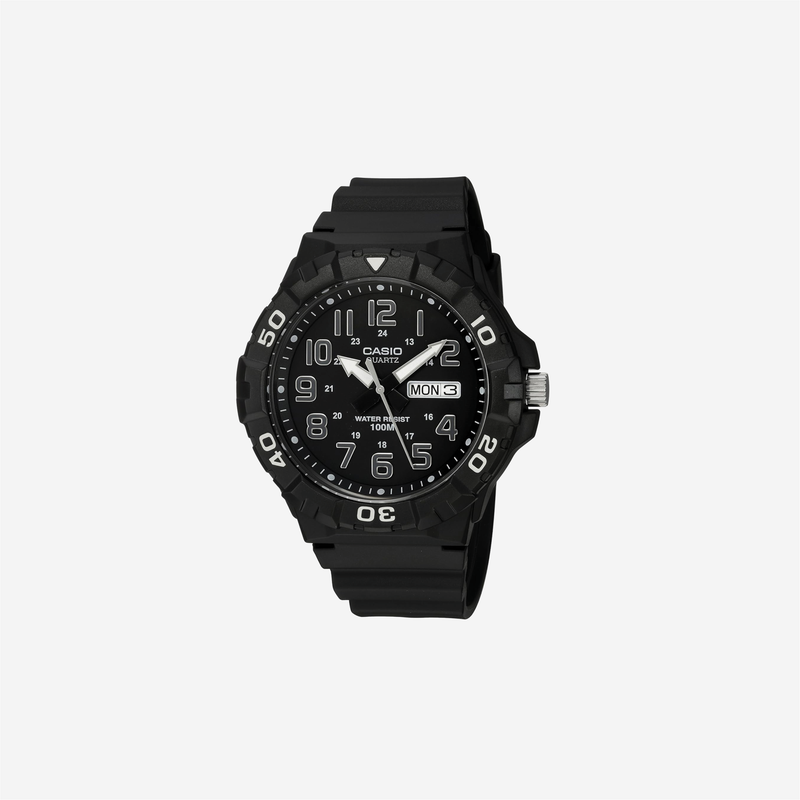 Casio MRW200H Sporty Design 100 Meter Water Resistance Date Display Rotary Bezel 3 Year Battery Analog Watch