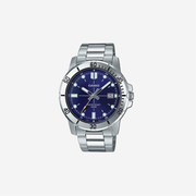 Casio MTP-VD01D-2EV Enticer Stainless Steel Blue Dial Casual Analog Sporty Watch