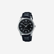 Casio MTP-V001L-1BUDF Black Dial Black Leather Watch