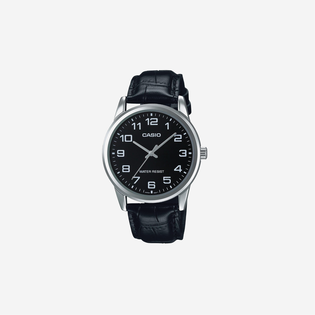Casio MTP-V001L-1BUDF Black Dial Black Leather Watch