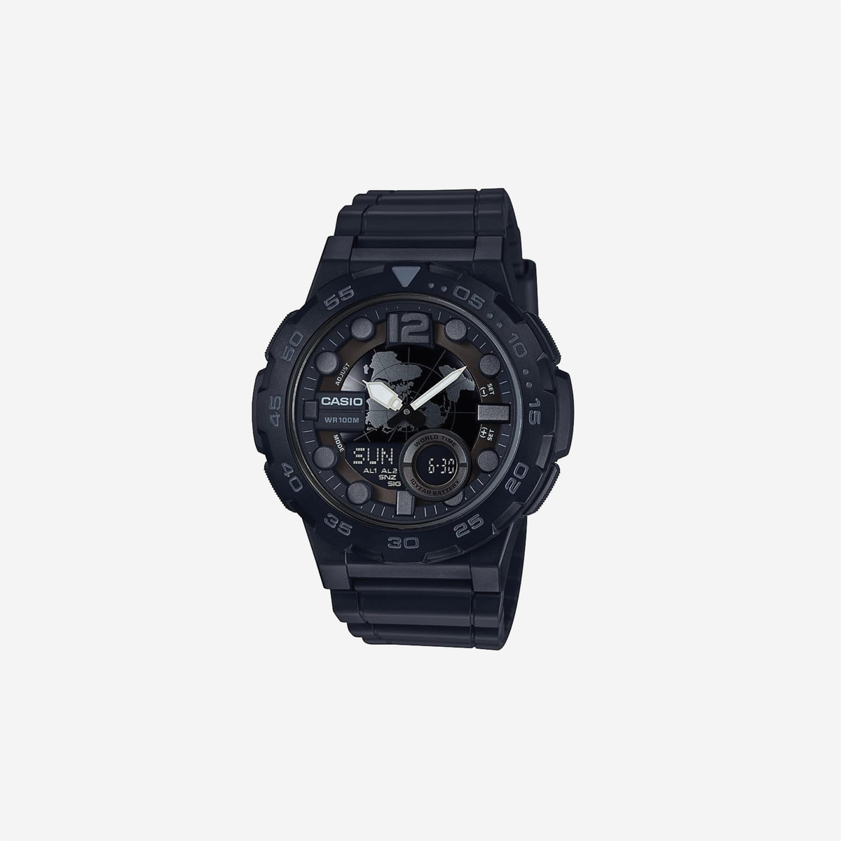 Casio AEQ-100W-1BVCF Classic Analog-Digital Display Black Watch