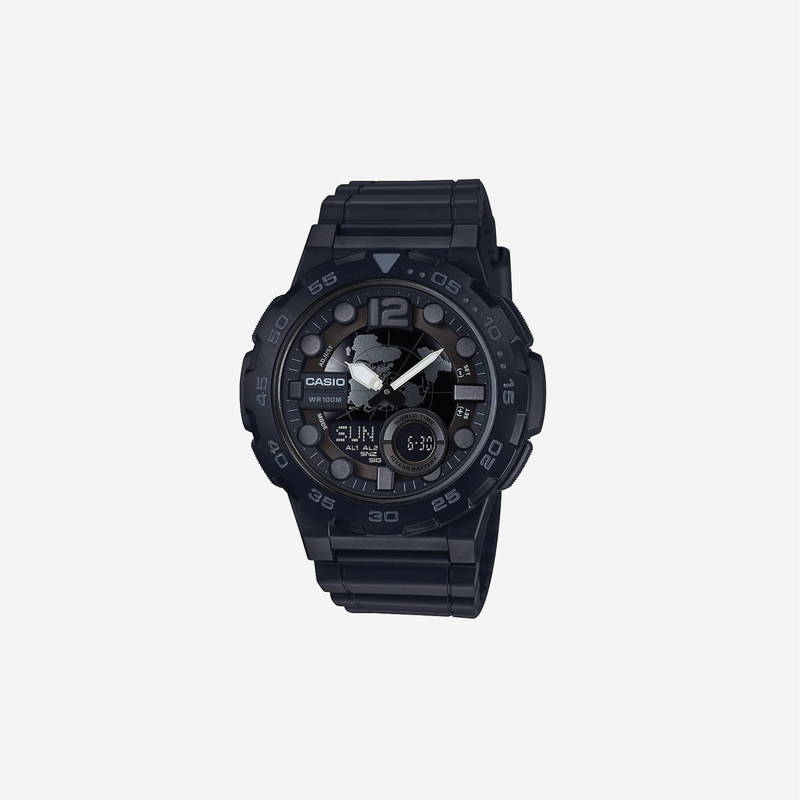 Casio AEQ-100W-1BVCF Classic Analog-Digital Display Black Watch