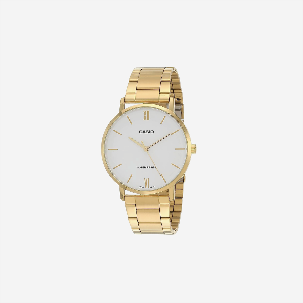 Casio MTP-VT01G-7B Gold Tone Stainless Steel Minimalistic White Dial Analog Watch