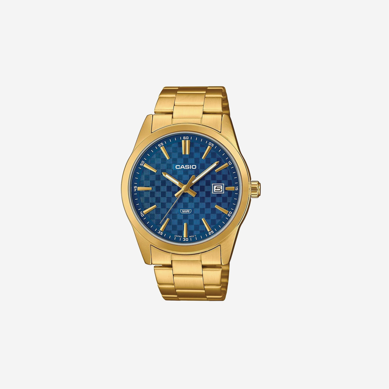 Casio MTP-VD03G-2A Standard Gold Tone Stainless Steel Blue Dial Analog Watch
