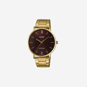 Casio MTP-VT01G-5B Gold Tone Stainless Steel Minimalistic Burgundy Dial Watch