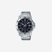 Casio MTP-VD01D-1CV Enticer Stainless Steel 24 Hour Black Index Dial Casual Analog Sporty Watch