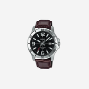 Casio MTP-VD01L-1BVUDF Black Dial Brown Leather Strap Watch