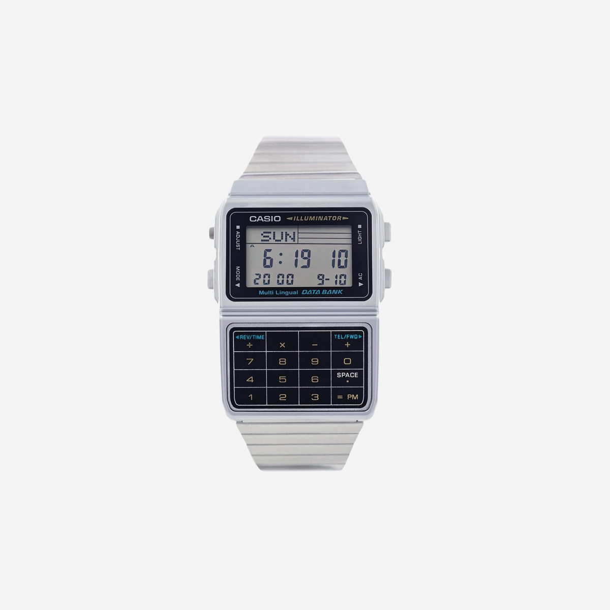Casio Silver Tone 25 Memory Calculator Databank Watch