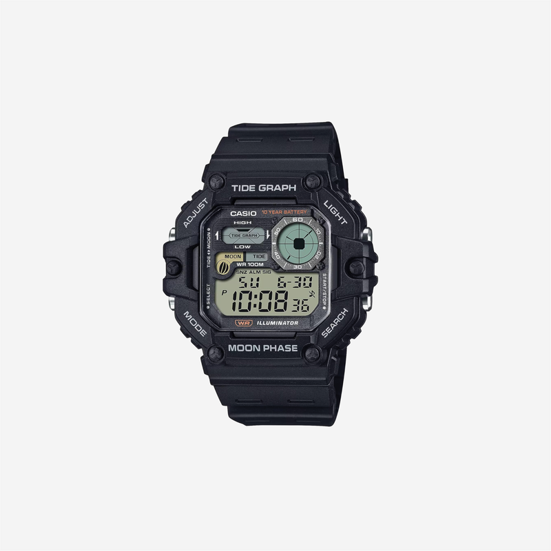 Casio Illuminator WS-1700H-1AV Black Resin Strap Tide Graph Moon Phase 10-Year Battery Digital Watch