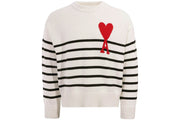 Ami Paris Ami De Coeur Striped Sweater White