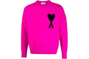 Ami Paris Ami de Coeur Merino Wool Crewneck Jumper Pink/Black