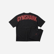 Gymshark Power T-Shirt Black/Conditioning Red Oversized Fit