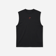 Gymshark Power Cut Off Tank Black/Conditioning Red Oversized Fit