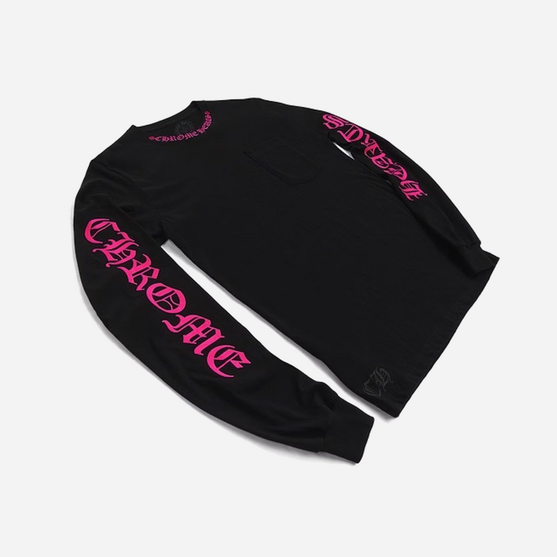 Chrome Hearts Long Sleeve Pocket Crew Hot Pink Black