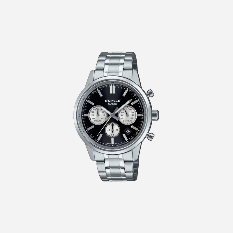 Casio Edifice EFR-575D-1ADF Quartz Black Dial Multi-Function Stainless Steel Watch