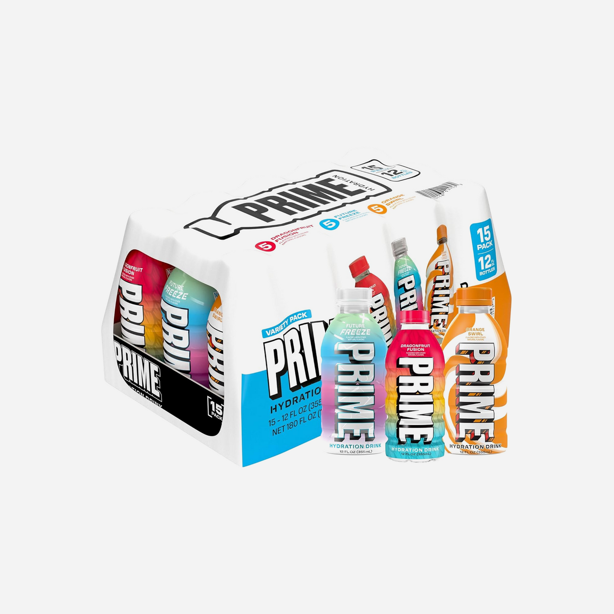 Prime Hydration Variety Pack, Dragonfruit Fusion, Orange Swirl & Future Freeze Sports Drinks