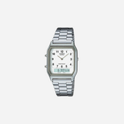 Casio Vintage AQ-230A-7BMQ Quartz White Dial Analog Stainless Steel Watch