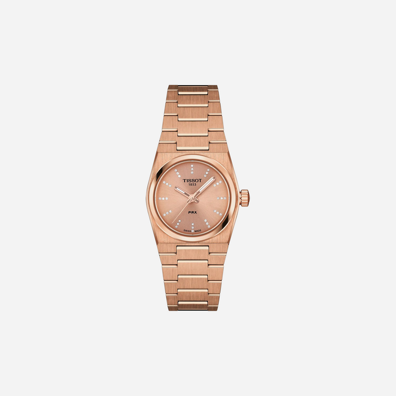 Tissot PRX 25mm Salmon Dial Rose Gold Stainless Steel Rose Gold PVD Strap Watch