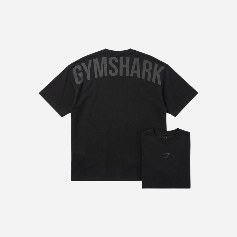Gymshark Power T-Shirt Black/Asphalt Grey Oversized Fit