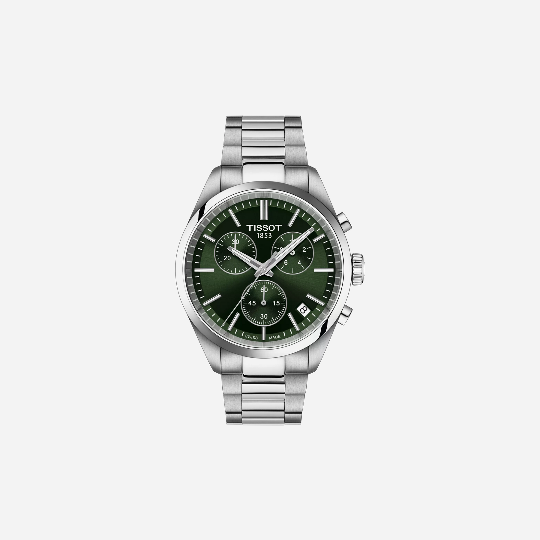 Tissot PR 100 Chronograph Green Dial Silver Stainless Steel Watch