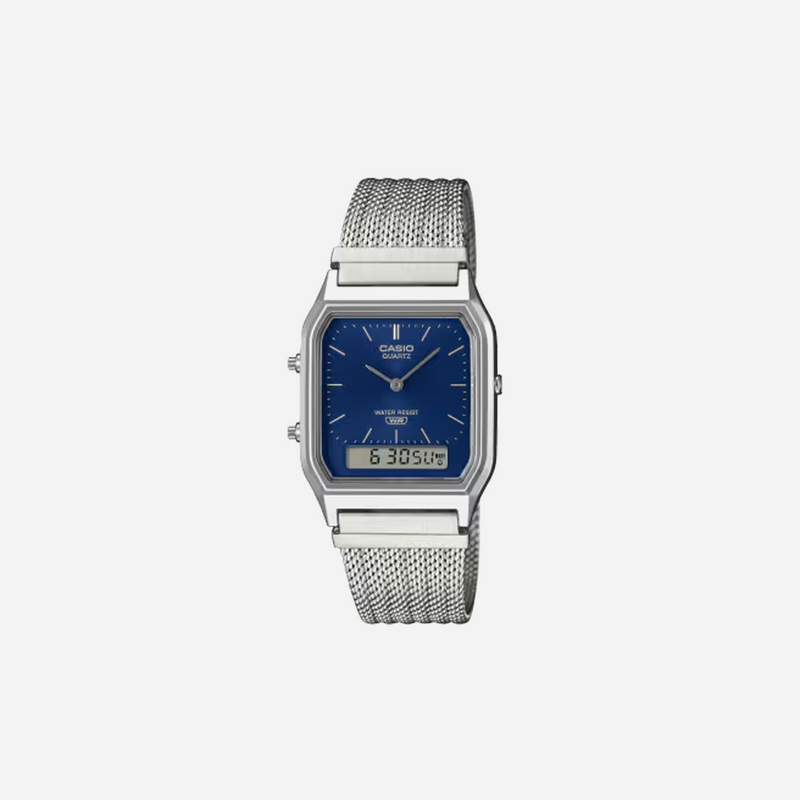 Casio Vintage AQ-230EM-2ADF Analog-Digital Mesh Blue Watch