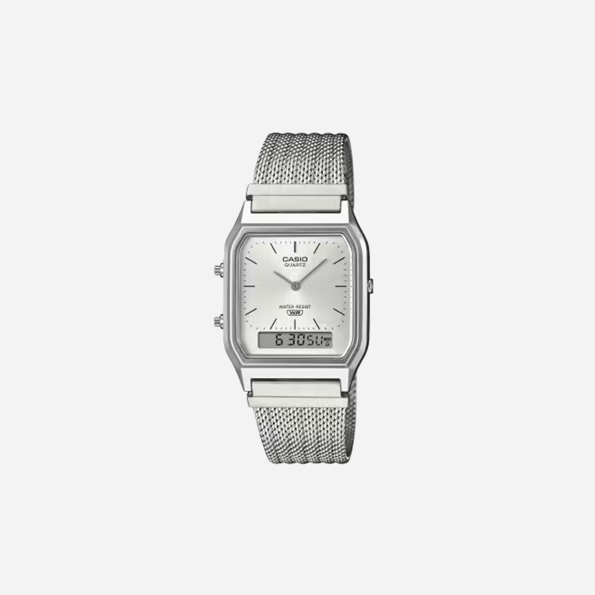 Casio Vintage AQ-230EM-7ADF Analog-Digital Mesh White Watch