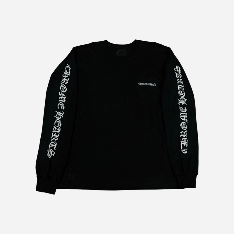 Chrome Hearts Scroll Logo Long Sleeve Pocket T-Shirt Black