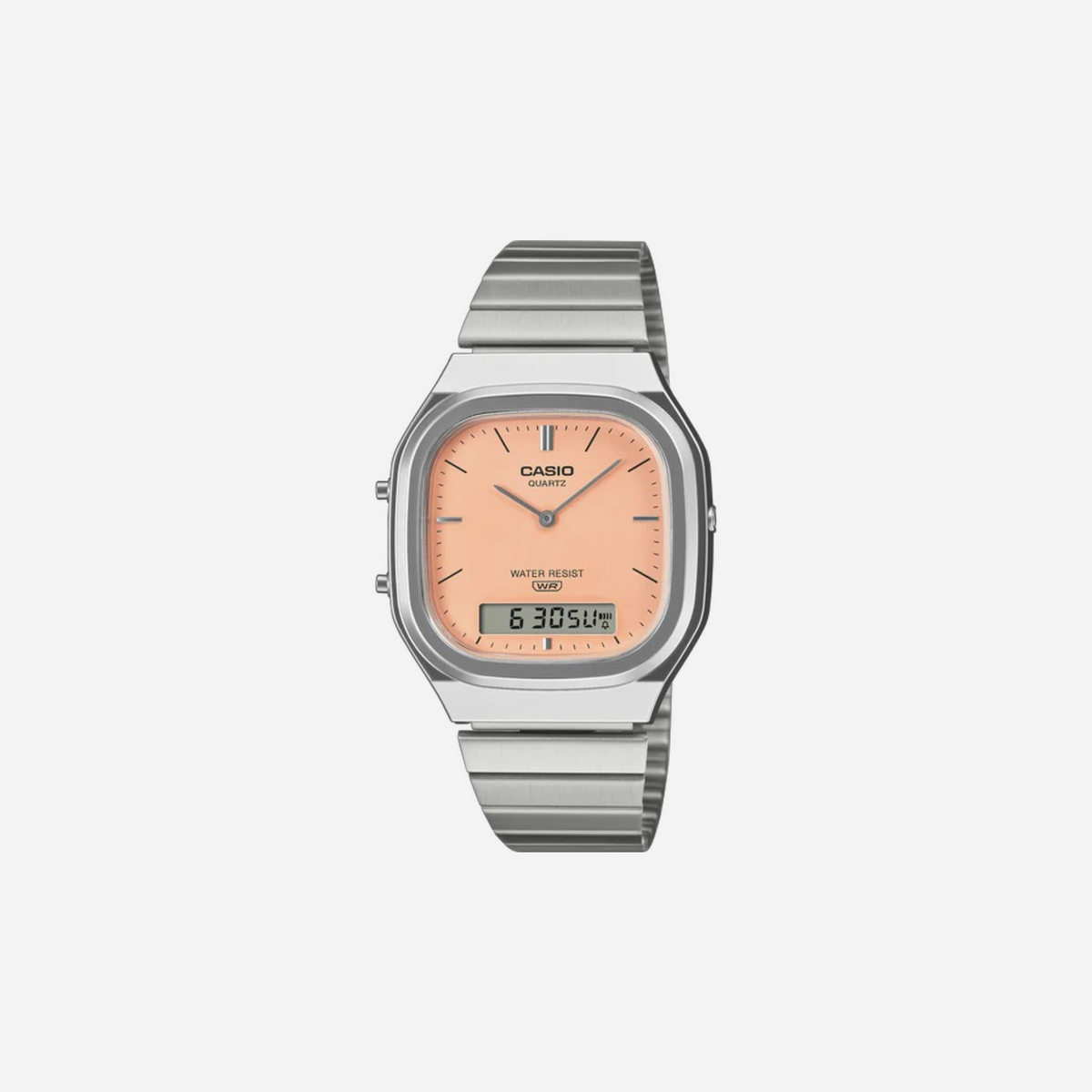 Casio Vintage AQ-240E-4A Orange Dial Analog Digital Stainless Steel Watch with Dual Time D430