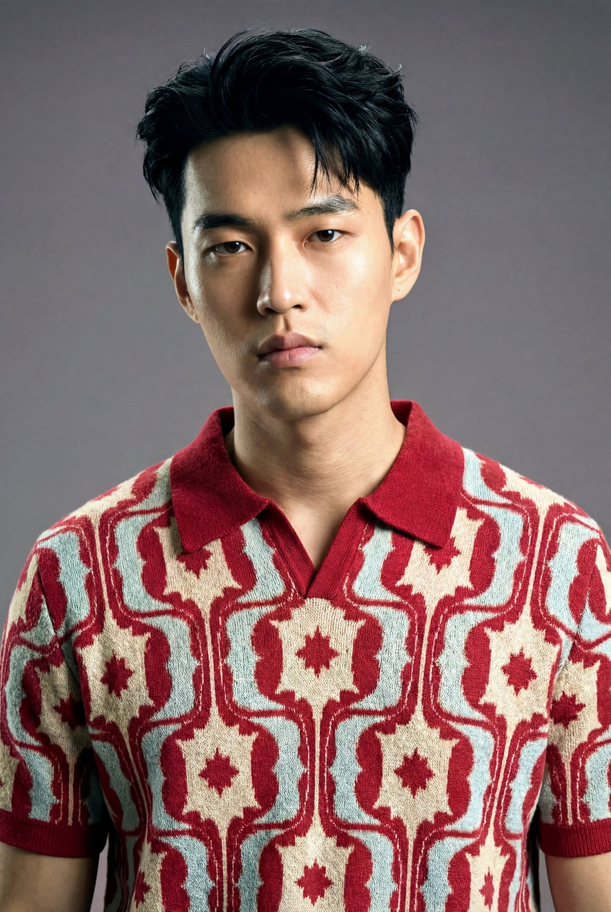 All over Retro Knitted Polo
