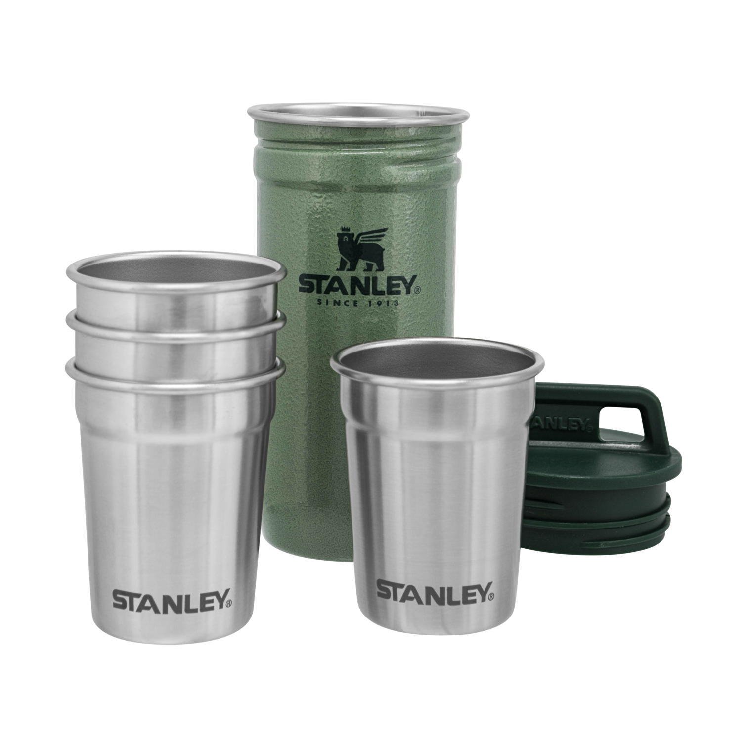 Adventure Nesting Shot Glass Set Hammertone Green
