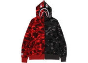 Bape Color Camo Separate Shark Fz Hoodie Red/Black