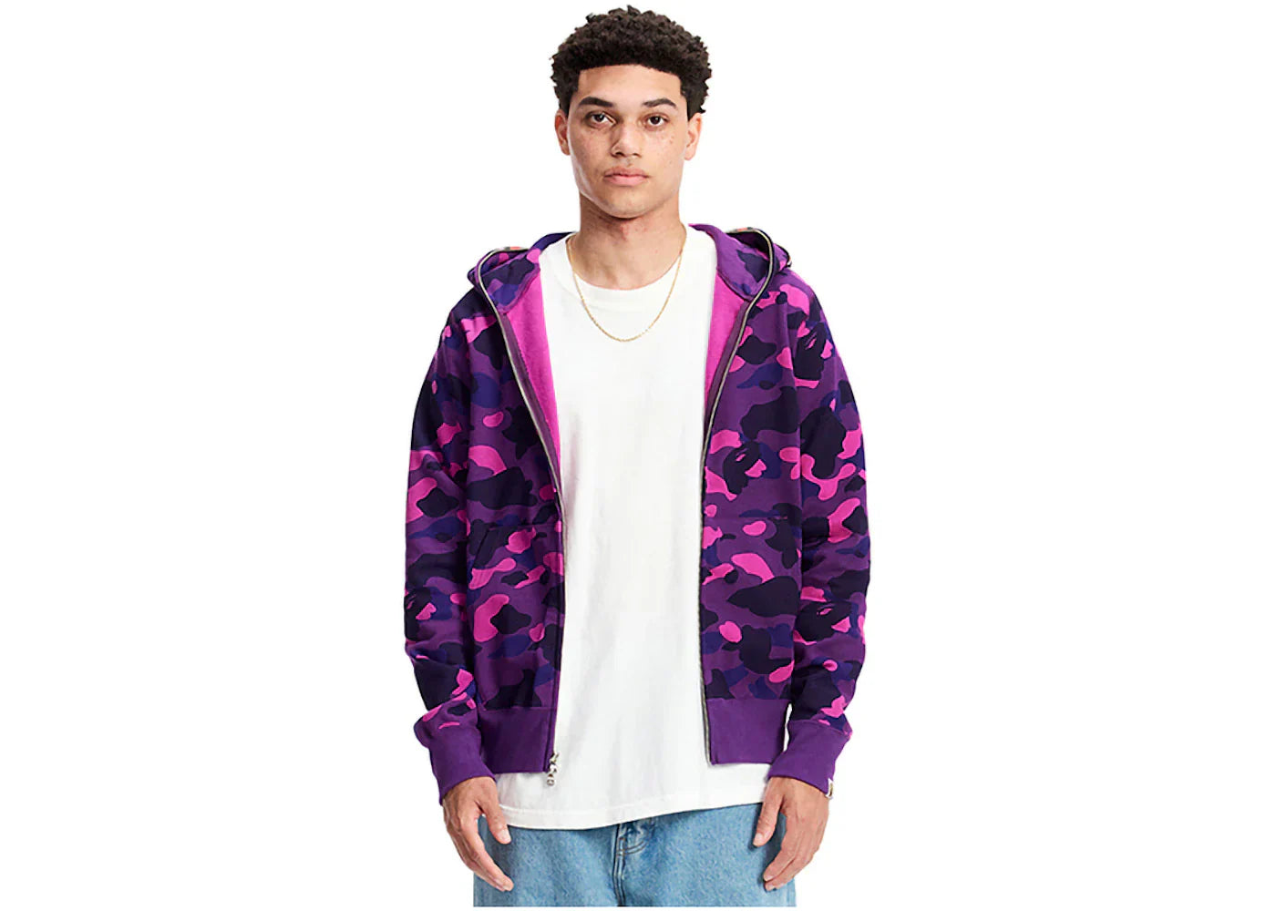Bape Color Camo Shark Full Zip Hoodie Purple