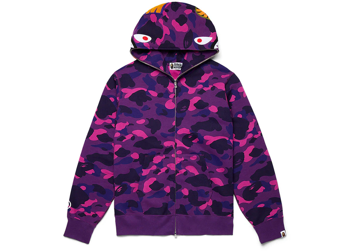 Bape Color Camo Shark Full Zip Hoodie Purple