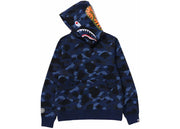 Bape Color Camo Shark Pullover Hoodie Navy