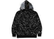 Bape Marbling Camo Shark Relaxed Fit Full Zip Hoodie Black