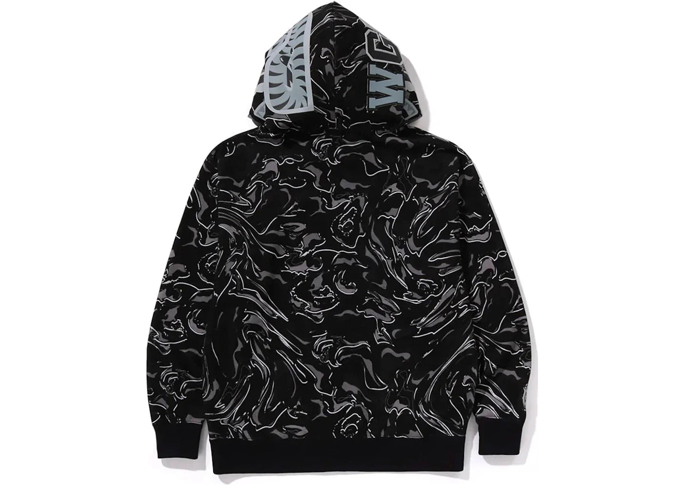 Bape Marbling Camo Shark Relaxed Fit Full Zip Hoodie Black