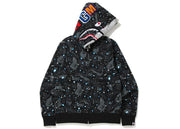 Bape Space Camo Shark Full Zip Double Hoodie Black Multi