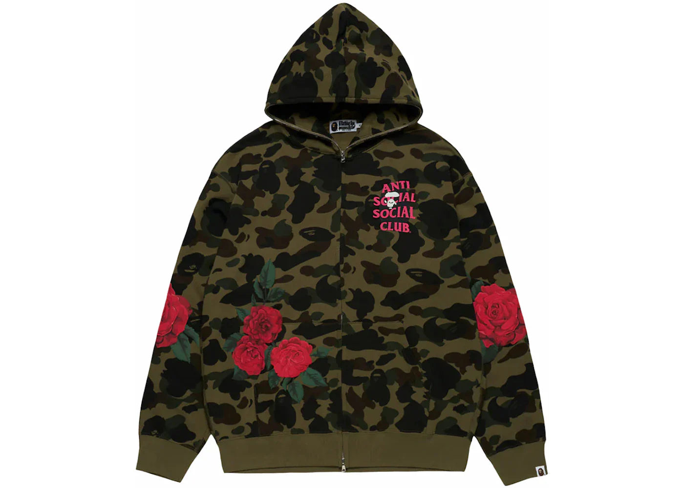 Bape x Anti Social Social Club Full Zip Hoodie Green