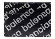 Balenciaga Allover Logo Print Cardholder Black/Silver-tone