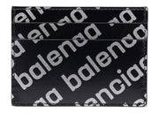 Balenciaga Allover Logo Print Cardholder Black/Silver-tone