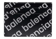Balenciaga Allover Logo Print Cardholder Black/Silver-tone