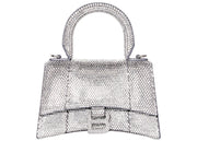 Balenciaga Hourglass Handbag XS Rhinestone Grey