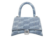 Balenciaga Hourglass Top Handle Small Bb Monogram Denim Bleached Blue