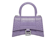Balenciaga Hourglass Top Handle Xs Crocodile Embossed Lilac