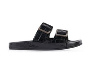 Balenciaga Mallorca Sandal Black Crocodile Embossed