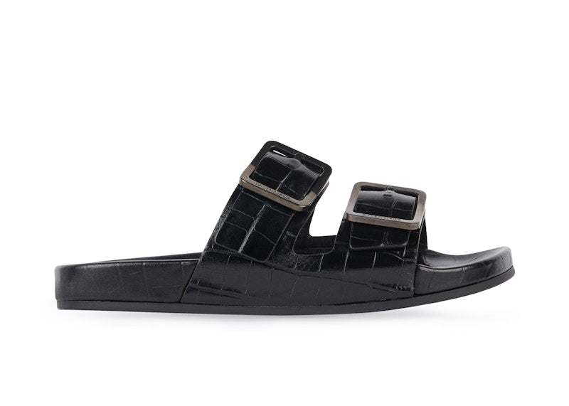 Balenciaga Mallorca Sandal Black Crocodile Embossed