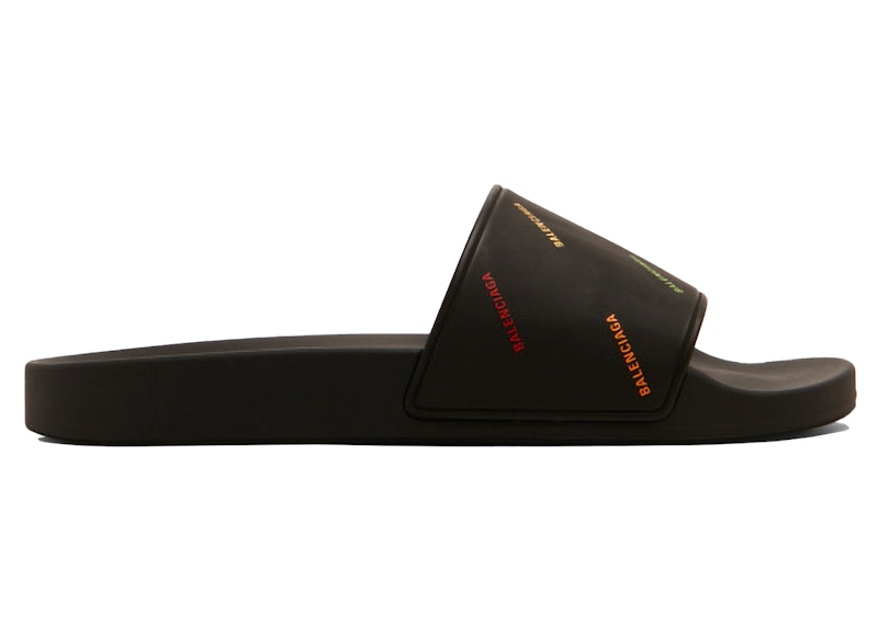 Balenciaga Pride Pool Slides Black White Multi