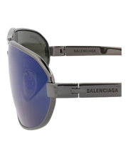 Balenciaga Shield-Frame Metal Sunglasses Ruthenium Ruthenium Blue (BB0227S-30013402-004)